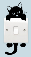 Muursticker - Zwarte Kat / Lamp Decoratie