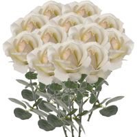 12x Creme witte rozen/roos kunstbloemen 37 cm - thumbnail