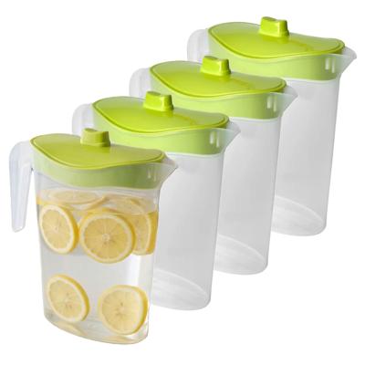 Waterkan/sapkan met afsluitbare deksel in groen - 4x - 1,5 liter - kunststof - 9 x 21 cm Waterkan/sapkan met afsluitbare deksel in groen - 4x - 1,5 liter - kunststof - 9 x 21 cm