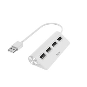 Hama USB-hub 4-poorts USB 2.0 480 Mbit/s Wit