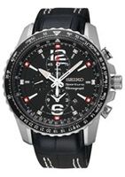 Horlogeband Seiko 7T62-0LA0 / SNAE95P2 Leder Zwart 21mm - thumbnail