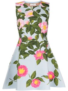 Oscar de la Renta robe courte Camellia en jacquard - Bleu