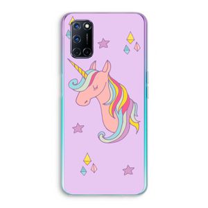 Roze eenhoorn: Oppo A92 Transparant Hoesje