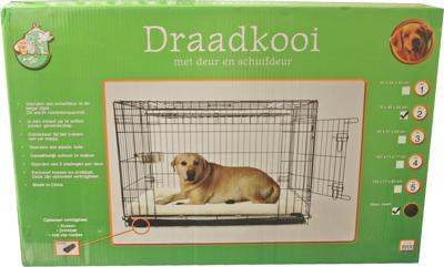 Draadkooi met deur en schuifdeur nr. 2 zwart 76x48x54 cm - Gebr de boon