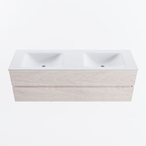 MONDIAZ VICA 150cm badmeubel onderkast Underlayment 2 lades. Wastafel CLOUD dubbel 2 kraangaten, kleur Talc.