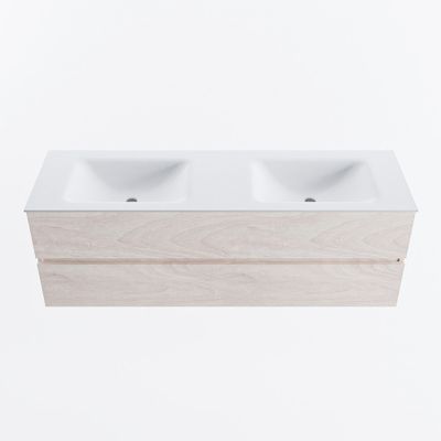 MONDIAZ VICA 150cm badmeubel onderkast Underlayment 2 lades. Wastafel CLOUD dubbel 2 kraangaten, kleur Talc.