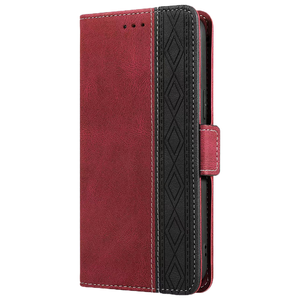 iPhone 12 Pro hoesje - Bookcase - Pasjeshouder - Portemonnee - Patroon - Kunstleer - Donkerrood/Zwart