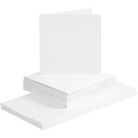 Kaarten en enveloppen, afmeting kaart 15x15 cm, afmeting envelop 16x16 cm, 120+240 gr, wit, 50 set/ 1 doos