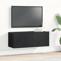 TV-kast 2 pcs Zwart Eiken 80 x 30 x 30 cm Bewerkt hout
