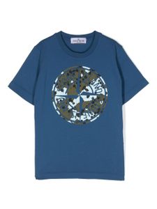 Stone Island Junior t-shirt en coton à motif Compass - Bleu