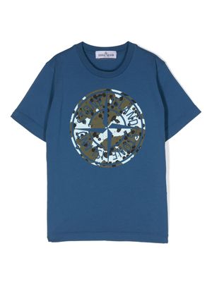 Stone Island Junior t-shirt en coton à motif Compass - Bleu