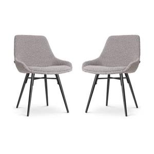 Nolon Nova-Isa Eetkamerstoelen Set van 2 - Bouclé Taupe - Zwarte Poten