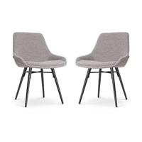 Nolon Nova-Isa Eetkamerstoelen Set van 2 - Bouclé Taupe - Zwarte Poten