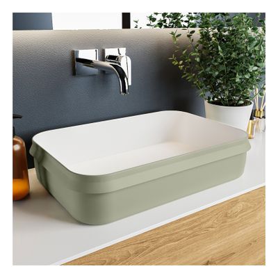 Waskom Mondiaz Arvo | 55x13x38 cm | Solid Surface | Vrijstaand | Rechthoekig | Army