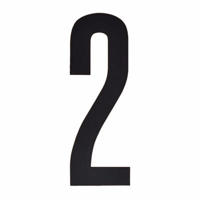 Hobby cijfers stickers - cijfer 2 - zwart - 10 cm - Huisvuil container - brievenbus