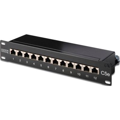 Digitus DN-91512S 12 poorten Netwerkpatchpaneel 254 mm (10) CAT 5e 1 HE Zwart Niet ingericht