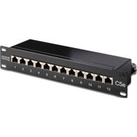 Digitus DN-91512S 12 poorten Netwerkpatchpaneel 254 mm (10) CAT 5e 1 HE Zwart Niet ingericht