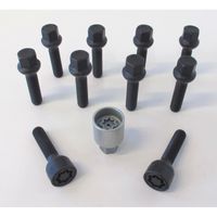 H&R Wielboutenset bolkonisch R12 M12x1.50 - Lengte 52mm - Zwart - 10 stuks (bv. Mercedes) - incl. wi HRB1255202SET