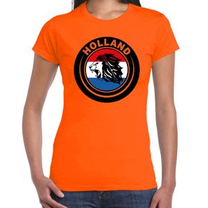 Leeuw in vlag oranje t-shirt Holland / Nederland supporter EK/ WK voor dames