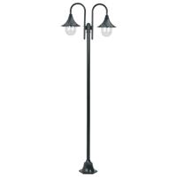 Paalverlichting tuin E27 220 cm aluminium donkergroen 2-delig