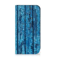 iPhone 15 Pro Book Wallet Case Wood Blue