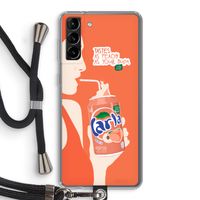 Peach please!: Samsung Galaxy S21 Plus Transparant Hoesje met koord
