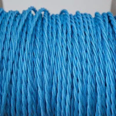 Strijkijzersnoer Hemel blauw gevlochten stoffen snoer per meter