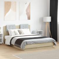 Bedframe met hoofdbord en LED sonoma eikenkleurig 135x190 cm