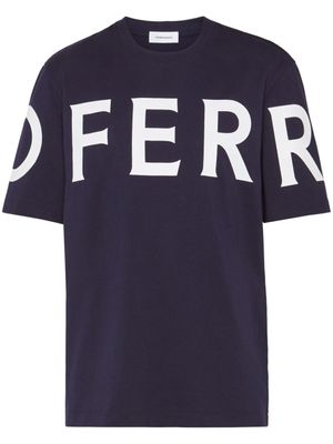 Ferragamo t-shirt en coton à logo imprimé - Bleu