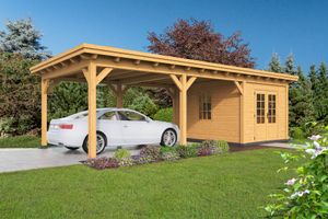 Overkapping plat dak Red Class Wood Odense type 7 XXL 943x450 cm - Blanke wanden- Plat dak- - Tuindeco