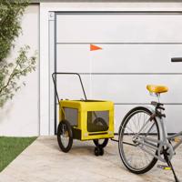 Hondenfietstrailer oxford stof en ijzer geel en zwart - thumbnail