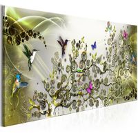 Schilderij - Dans van de Kolibrie ,Groen , 150x50cm