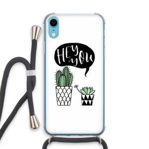Hey you cactus: iPhone XR Transparant Hoesje met koord