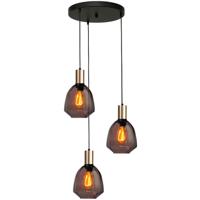 Masterlight 3-lichts vide hanglamp - goud -Porto met Nicolette red glazen - 2712-05-02-35-3-13