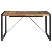 The Living Store Industriële Eettafel - 140 x 140 x 75 cm - Acaciahout en Rubberwood met Sheesham Afwerking - Zwart