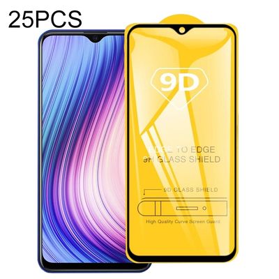Voor Vivo Y5s 25 PCS 9D Full Glue Full Screen Tempered Glass Film