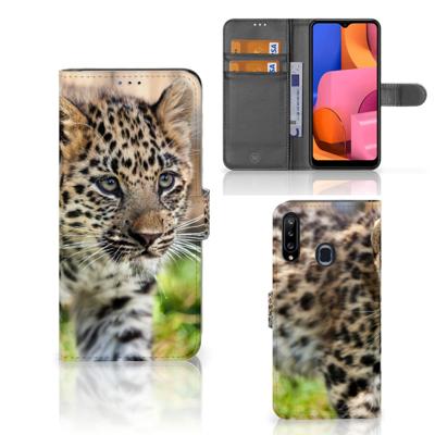 Samsung Galaxy A20s | Telefoonhoesje | Met pasjeshouder | Baby Luipaard
