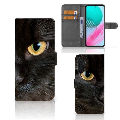 Samsung Galaxy M54 | Telefoonhoesje | Met pasjeshouder | Zwarte Kat