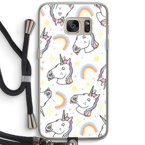 Rainbow Unicorn: Samsung Galaxy S7 Transparant Hoesje met koord