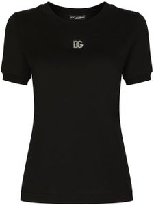 Dolce & Gabbana t-shirt en coton à ornements en cristal - Noir