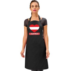 Oostenrijk hart vlag barbecueschort/ keukenschort zwart