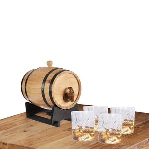 Kinvara Drank dispenser met tap 3 liter met 4x whiskey glazen 230 ml - Drankdispensers