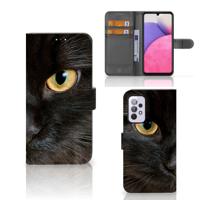 Samsung Galaxy A33 5G | Telefoonhoesje | Met pasjeshouder | Zwarte Kat