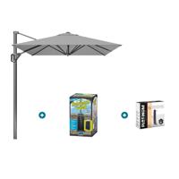 Platinum Voyager zweefparasol T1 3x2 m. - Light Grey met ingraafvoet en hoes - thumbnail