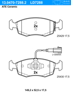 Remblokkenset, schijfrem ATE Ceramic ATE, u.a. für Fiat