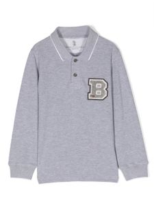 Brunello Cucinelli Kids polo en coton à patch logo - Gris