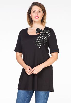 Yoek Tuniek flare met strik Dots | Zwart | Maat 50/52