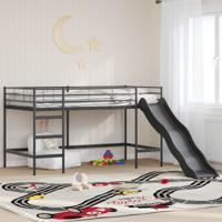 Kinder loft bedframe met glijbaan Zwart en Anthraciet