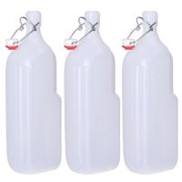 CM beugelfles/weckfles/waterfles container - 3x - wit - kunststof - 1,5 liter