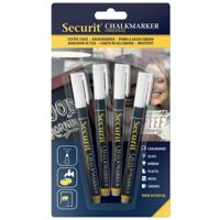 Securit krijtmarker small wit, blister met 4 stuks